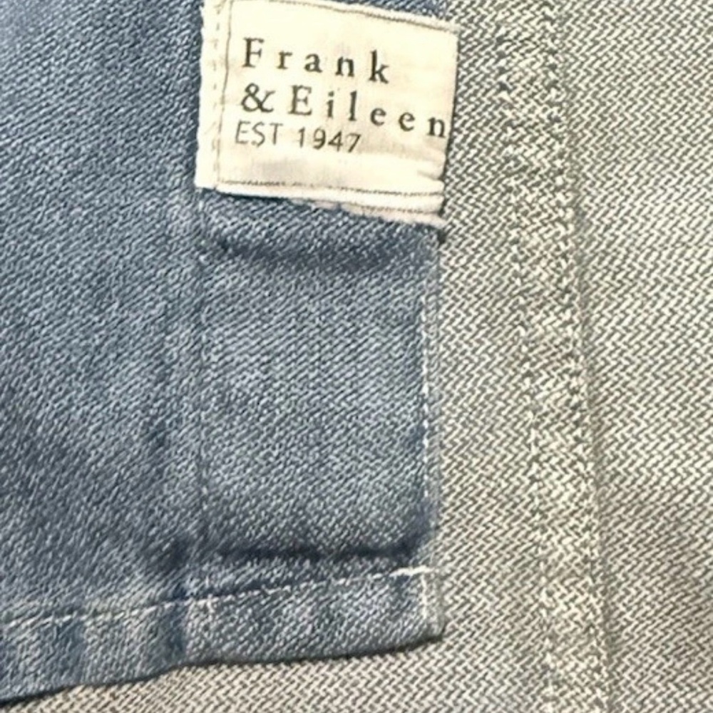 Frank & Eileen Eileen Denim relaxed Barry Woven Button Shirt Distressed Italy - Picture 9 of 13